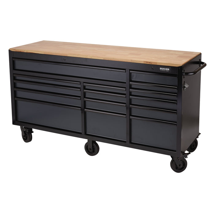 Draper 08241 Bunker workbench roller tool cabinet 15 drawer 72 grey