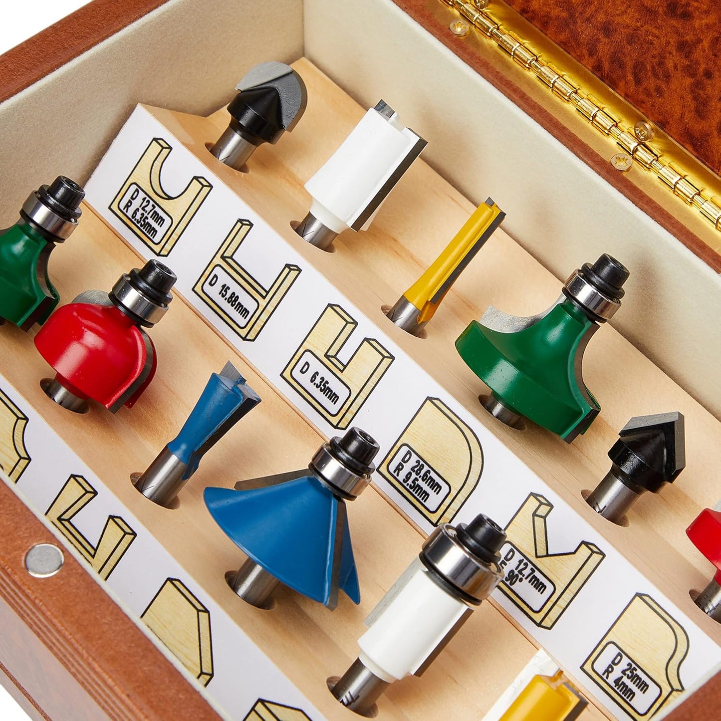 Makita Router Bit Set, 1/4", 12 pcs Multi-Colour