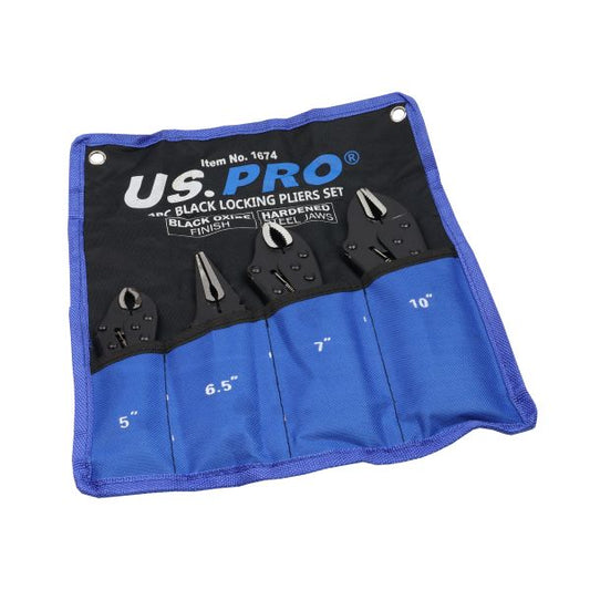 US PRO 1674 locking plier set, 4 pieces