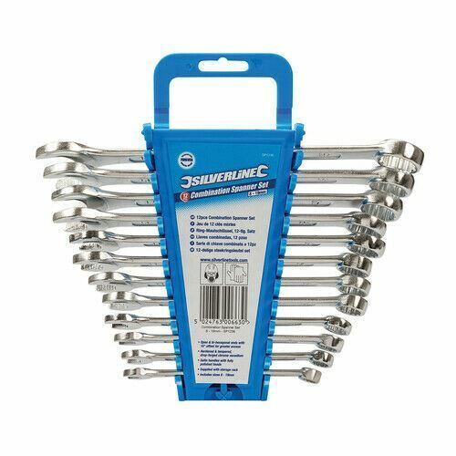 Silverline SP1236 Combination Spanner, 8-19 mm - 12 Pieces Set Polish finish