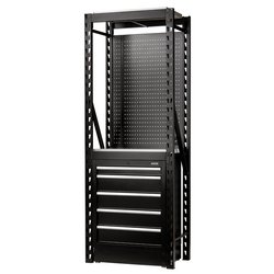 Draper 27975 bunker 13 piece modular storage combo 2 tier racking with stainless steel shelving, pegboard and floor cabinet, 750mm