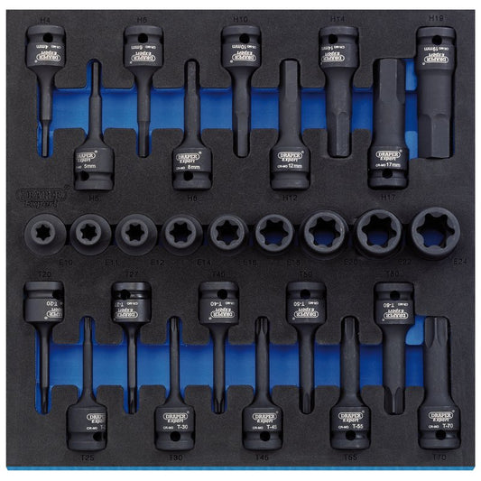 Draper Expert TX-STAR® Impact & Hex Socket Set in 1/2 Drawer EVA Insert Tray