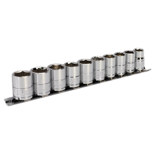 Sealey S0499 Metric 6 PT WallDrive Socket Set, 3/8" Square Drive, 10 Pieces
